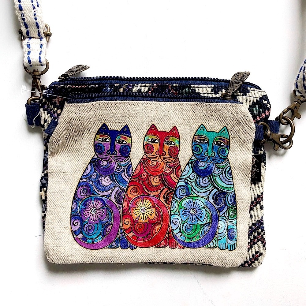 NWOT Laurel Burch 3 Cats 2-Piece Crossbody Bag Olas De Colores